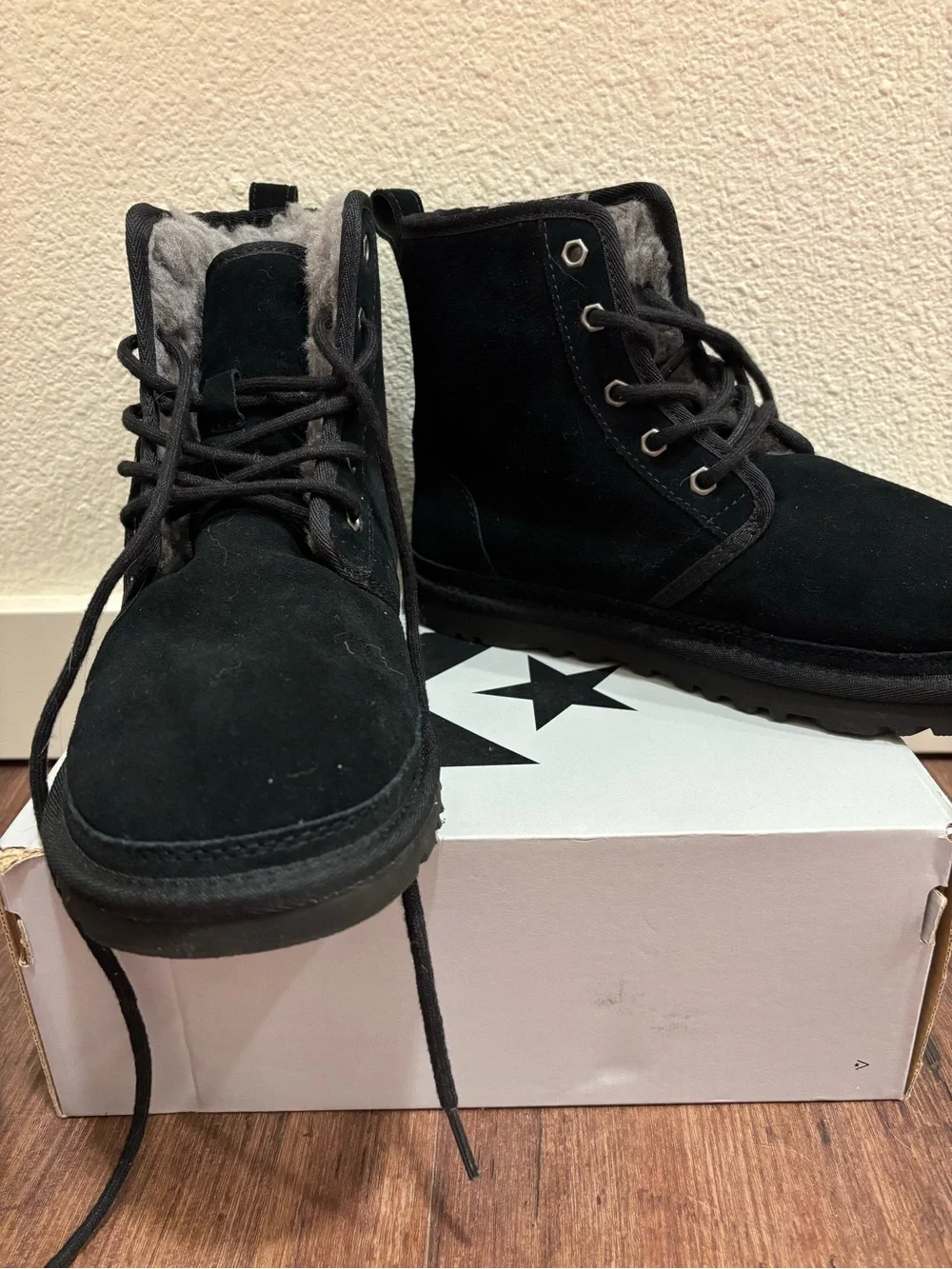 UGG Men's Black Suede Chukka Boots with Shearling Collar